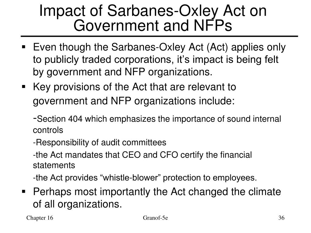 What is the purpose of the sarbanes oxley act