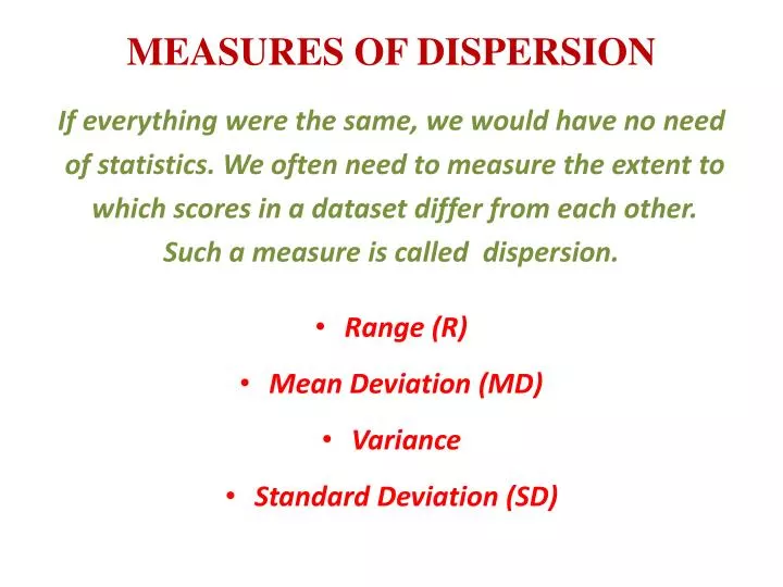 measures of dispersion n.