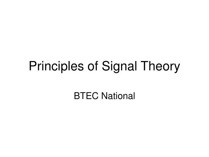 principles of signal theory n.
