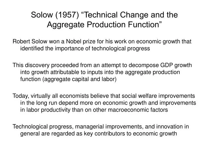 solow 1957 technical change and the aggregate production function n.