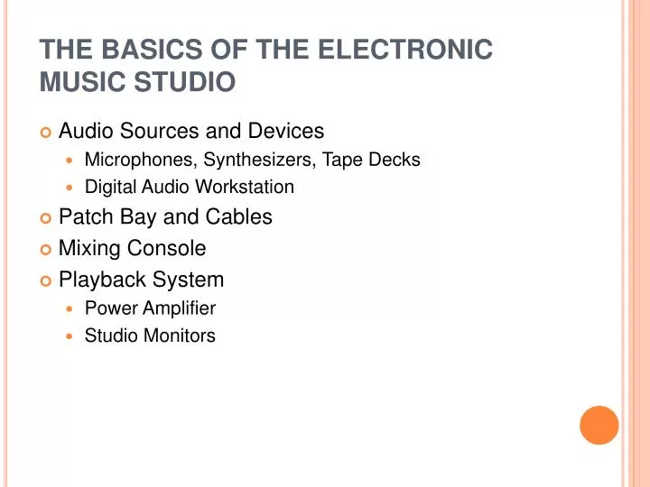 the basics of the electronic music studio n.