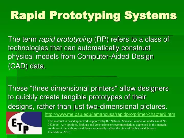 rapid prototyping systems n.