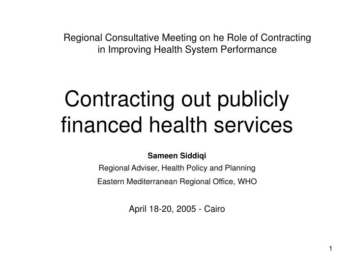 contracting out publicly financed health services n.