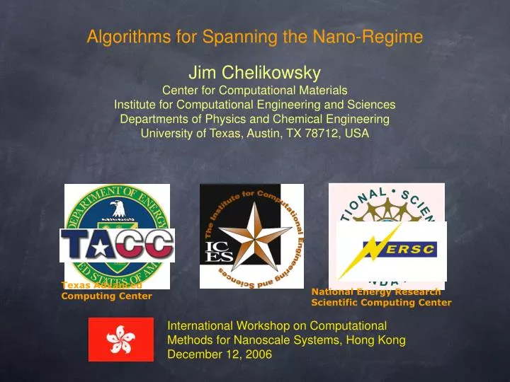 algorithms for spanning the nano regime n.
