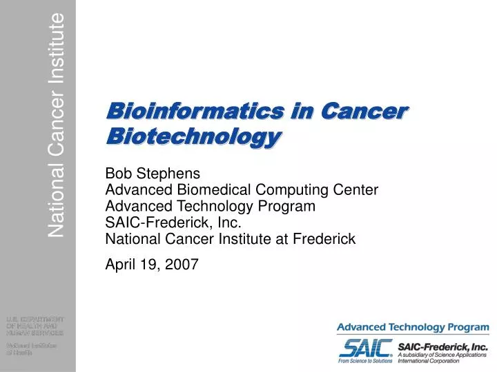 bioinformatics in cancer biotechnology n.