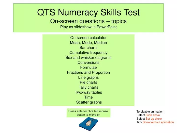 qts numeracy skills test on screen questions topics play as slideshow in powerpoint n.