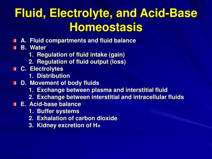 fluid electrolyte and acid base homeostasis n.