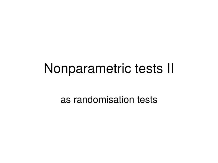 nonparametric tests ii n.