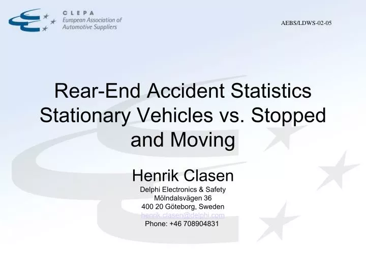 rear end accident statistics stationary vehicles vs stopped and moving n.