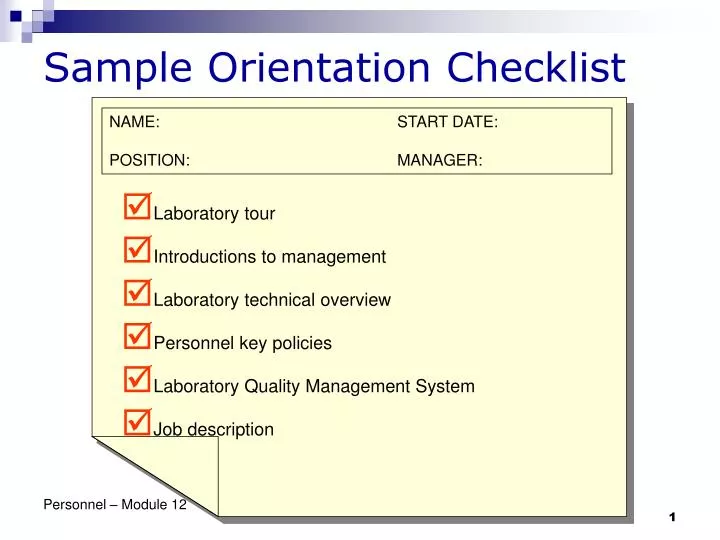 sample orientation checklist n.