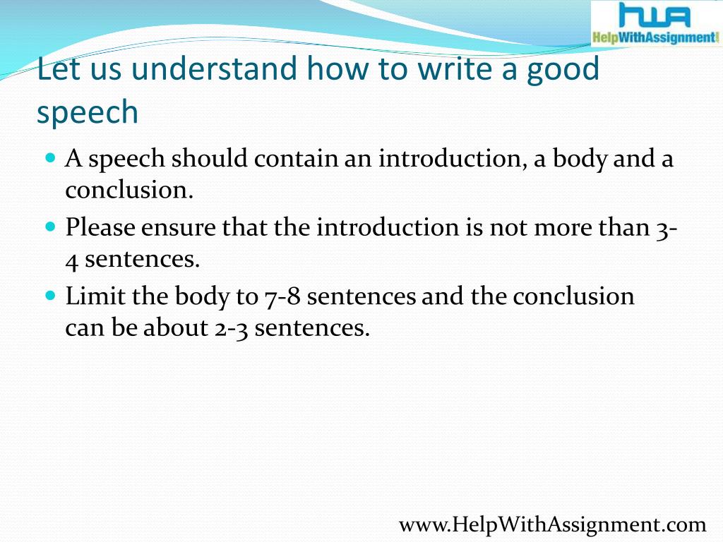 how to write a good speech ppt