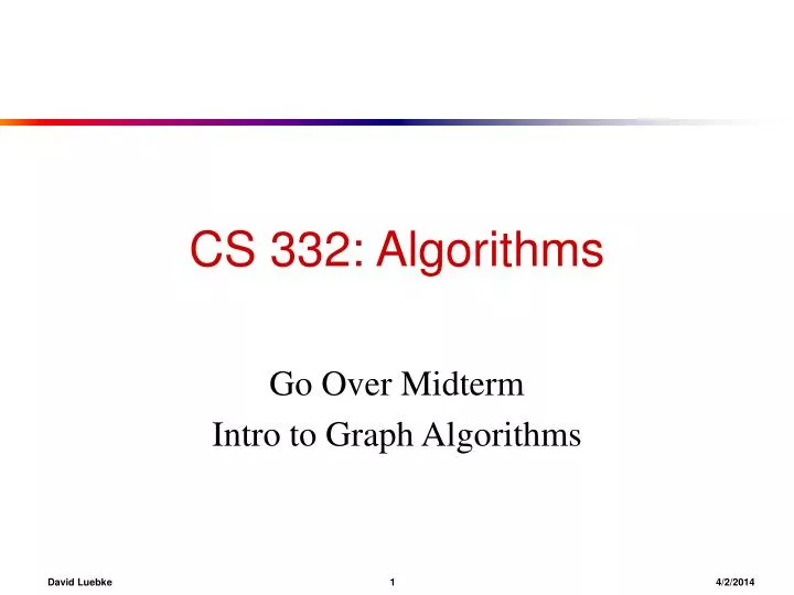 cs 332 algorithms n.