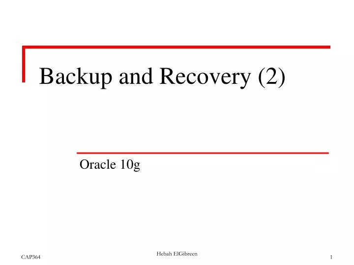 backup and recovery 2 n.