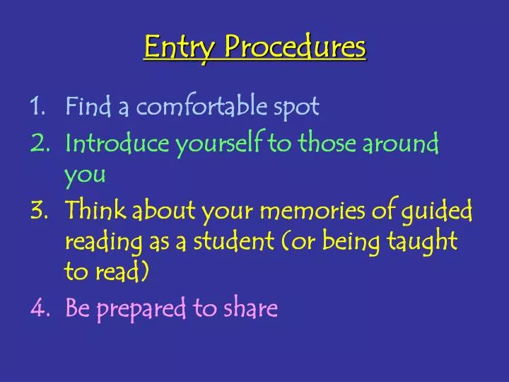 entry procedures n.