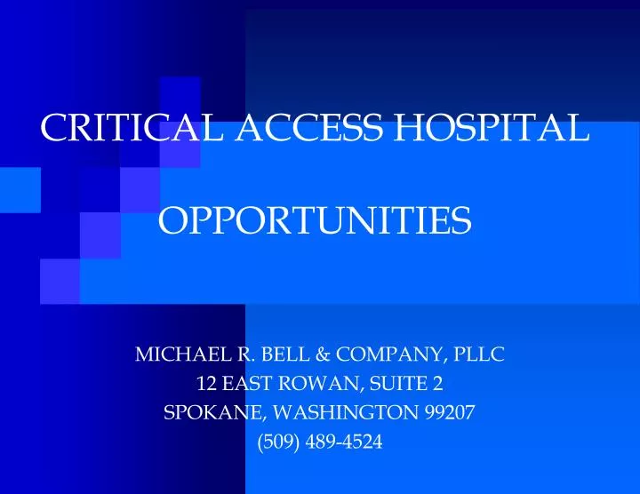 critical access hospital opportunities n.