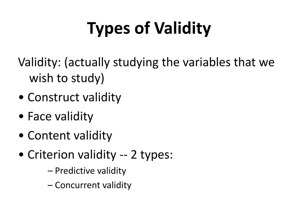 types of validity in research with examples ppt