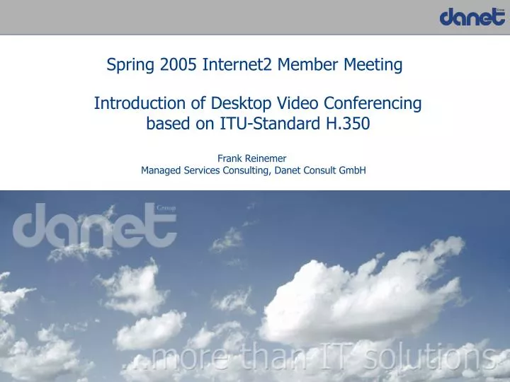 introduction of desktop video conferencing based on itu standard h 350 n.