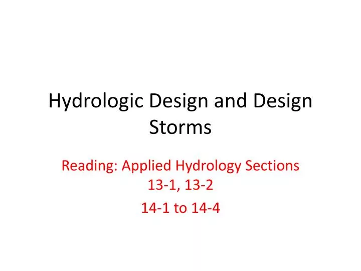 hydrologic design and design storms n.