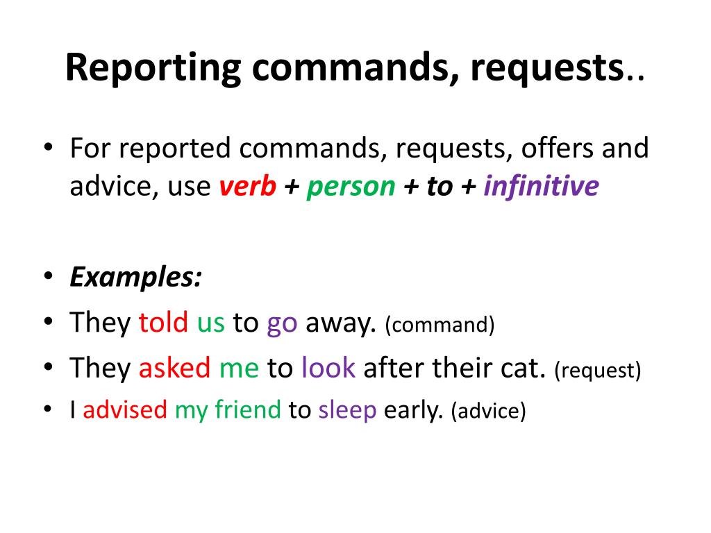 reported speech request and command