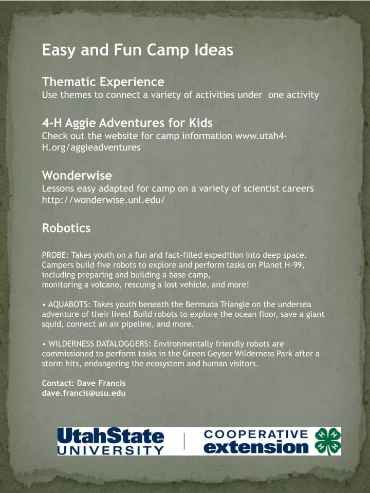 ppt easy and fun camp ideas thematic experience use themes to