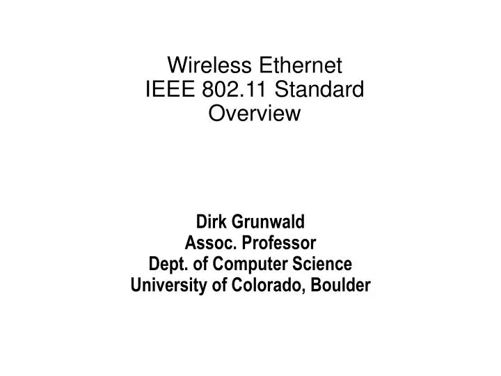 wireless ethernet ieee 802 11 standard overview n.
