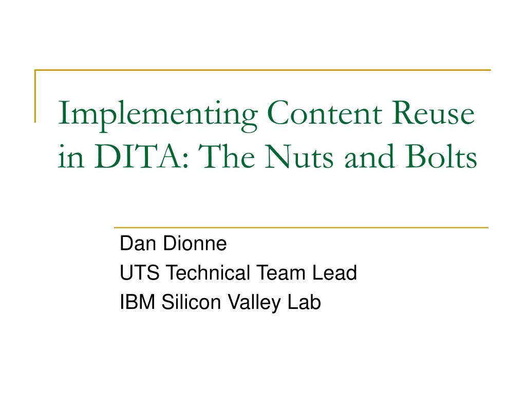 DITA and Content Management Systems Silicon Valley DITA Users