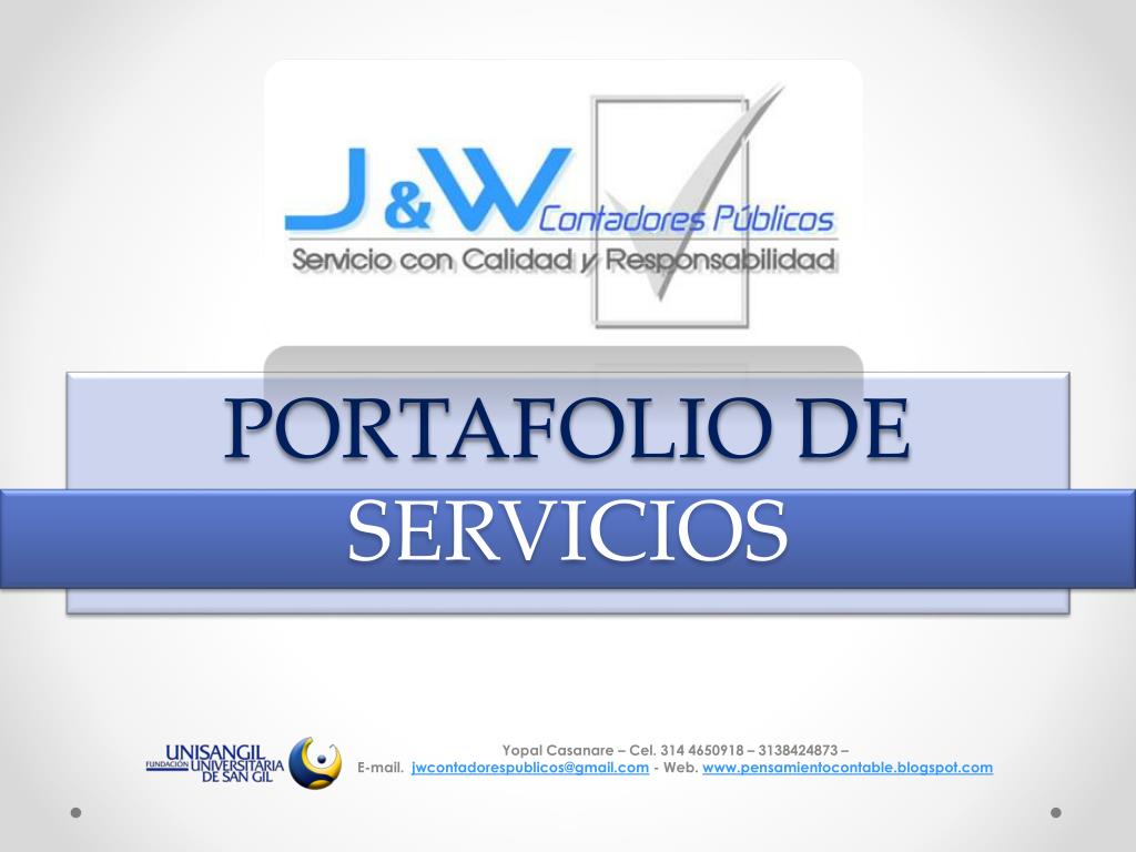 PPT - Portafolio de Servicios J&W Contadores Públicos PowerPoint  Presentation - ID:753152