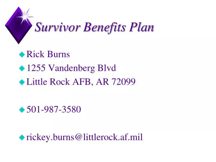 survivor benefits plan n.