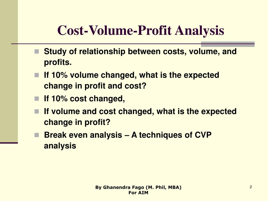 cost volume profit analysis case study