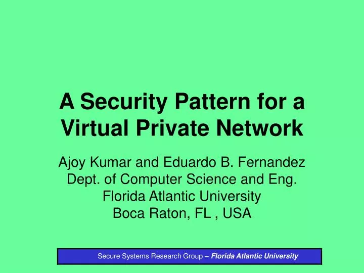 a security pattern for a virtual private network n.