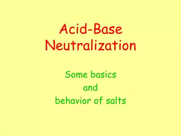 acid base neutralization n.
