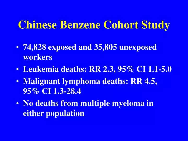 chinese benzene cohort study n.