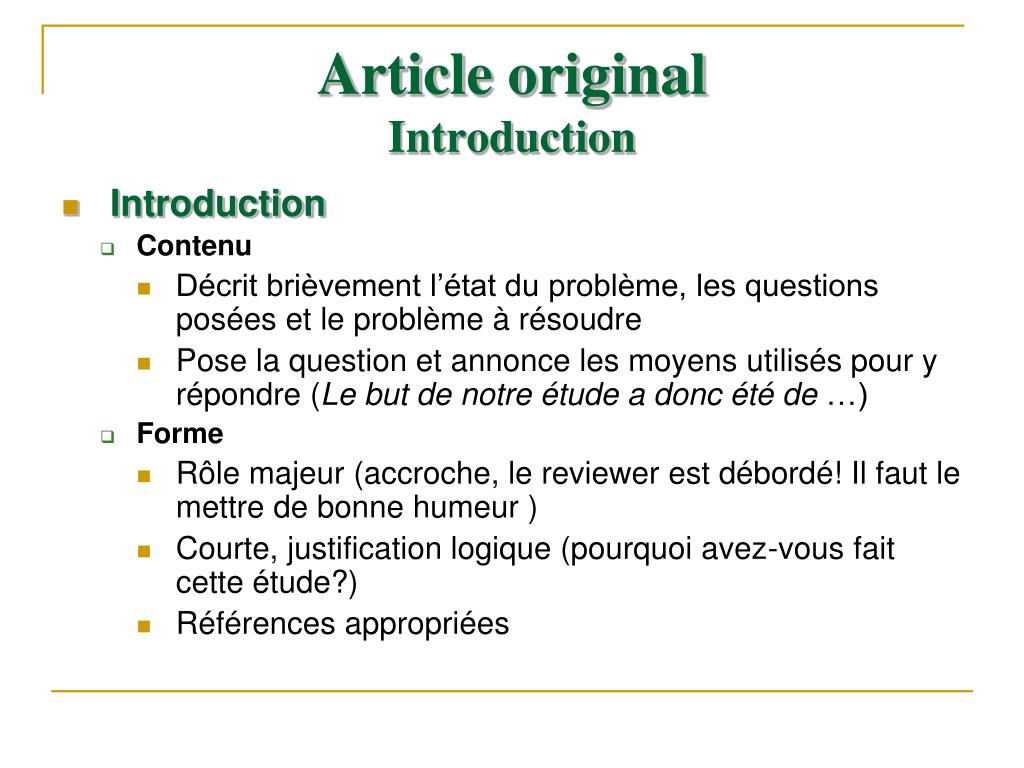 article scientifique presentation