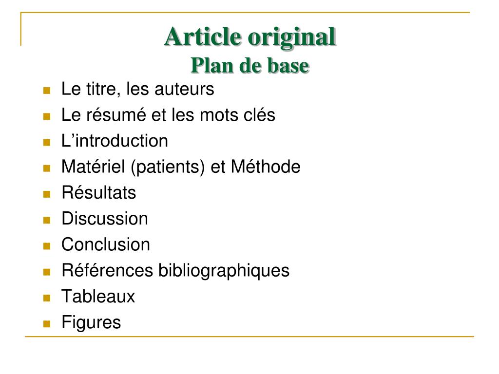 article scientifique presentation