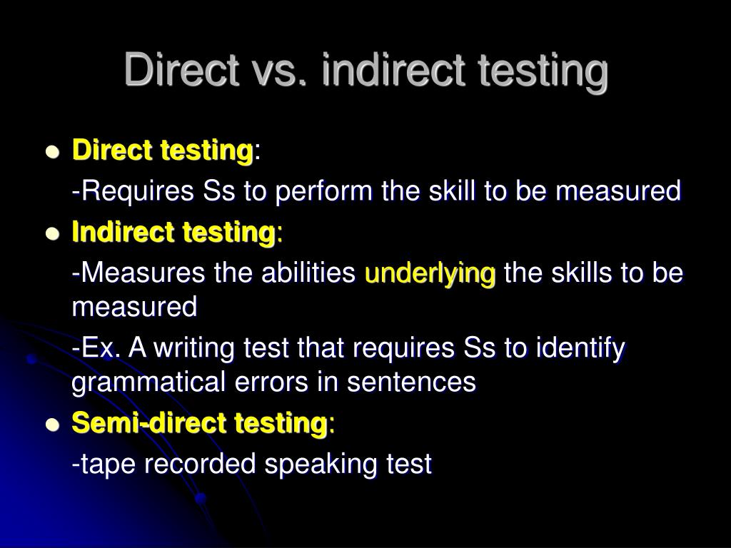 Test requires new. Direct indirect Tests. Direct Speech Test. Types of Tests. Test item Types.