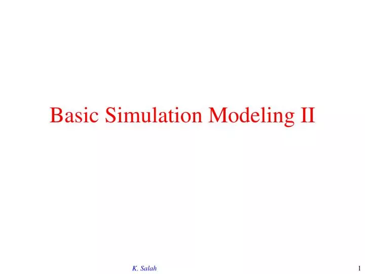 basic simulation modeling ii n.