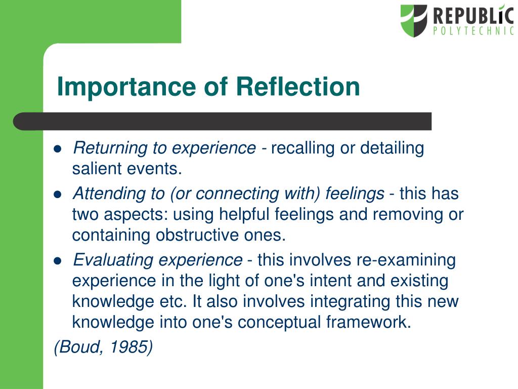 presentation reflection for students