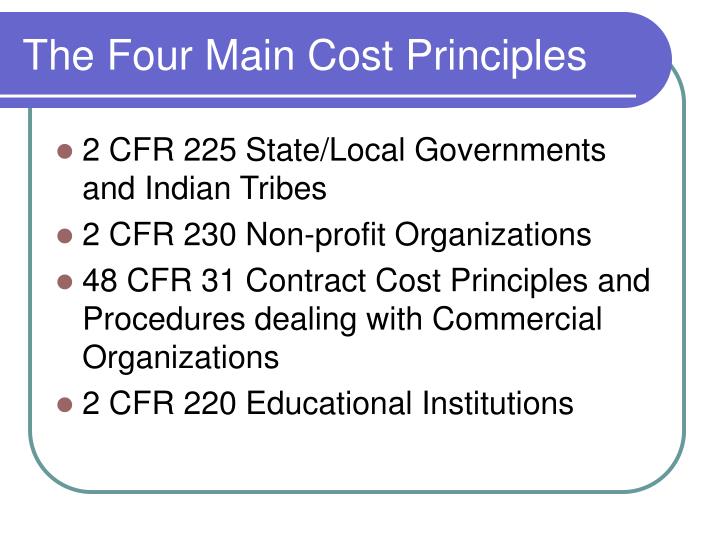 cost principle cost principle