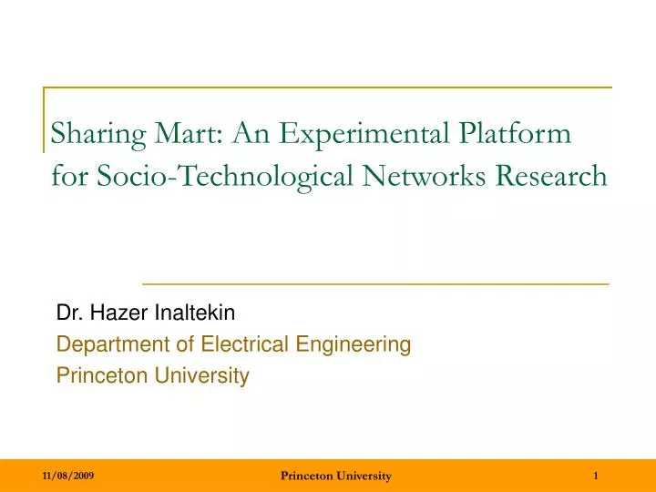 sharing mart an experimental platform for socio technological networks research n.