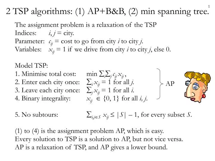 2 tsp algorithms 1 ap b b 2 min spanning tree n.