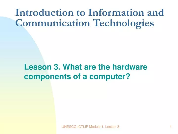 introduction to information and communication technologies n.