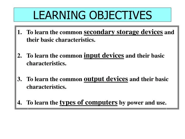 learning objectives n.