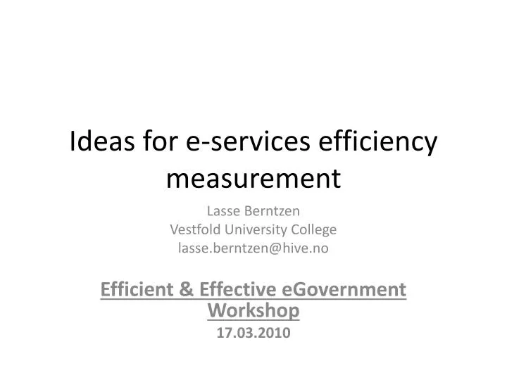 ideas for e services efficiency measurement n.