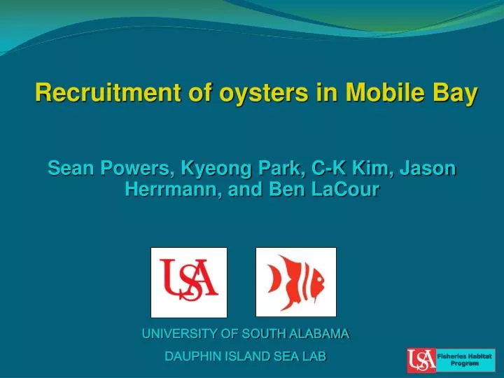 recruitment of oysters in mobile bay n.