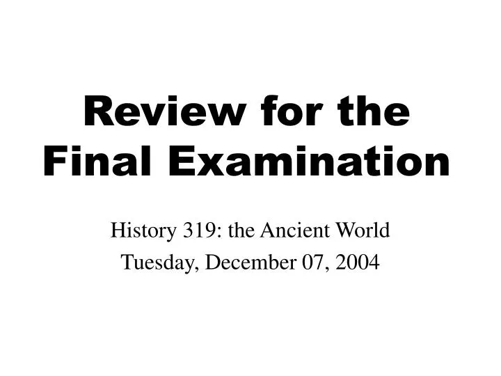review for the final examination n.