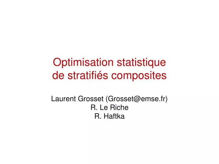 optimisation statistique de stratifi s composites n.