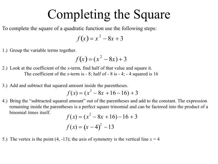 completing the square n.