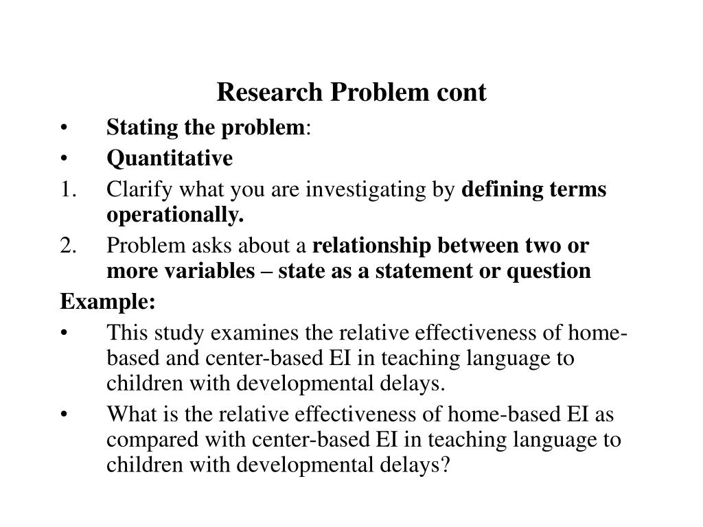 example of research problem quantitative