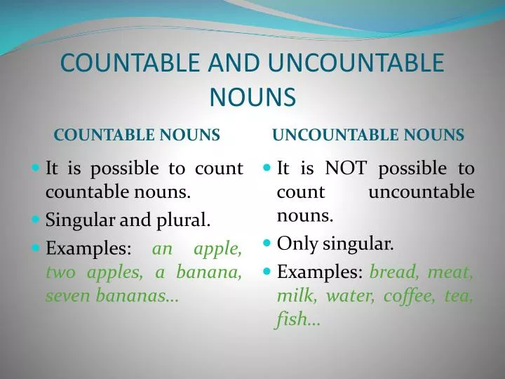 countable and uncountable nouns presentation