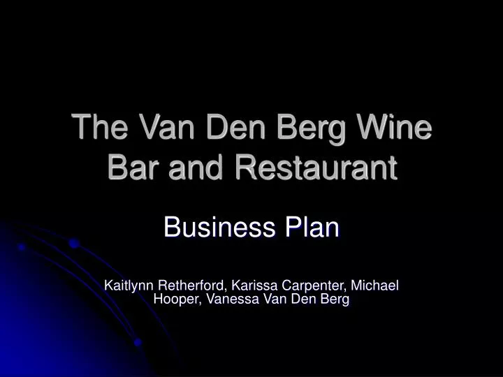 the van den berg wine bar and restaurant n.